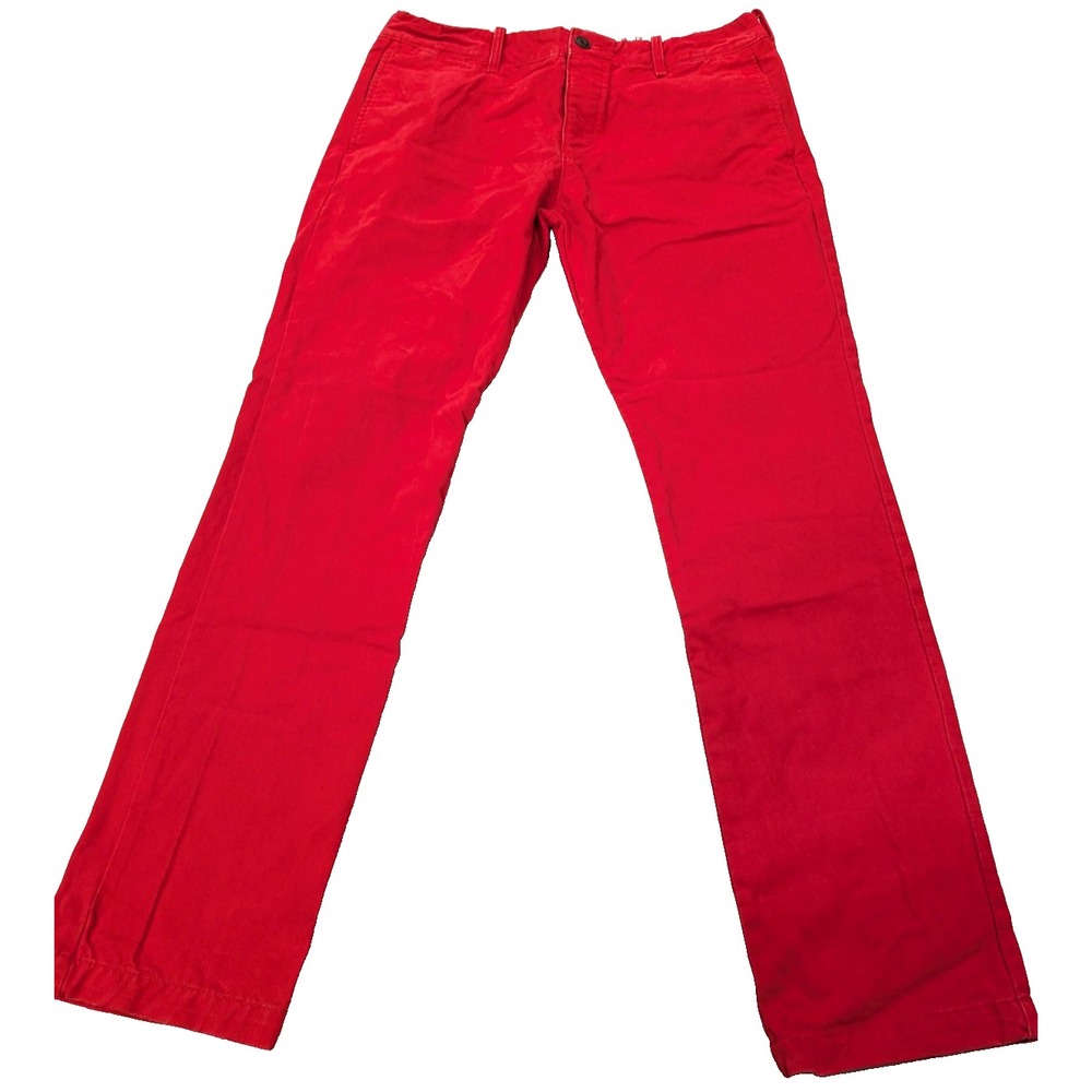 Vtg Abercrombie & Fitch Pants Men 33x32 Red Chino Casual Button Fly Straight Leg